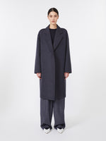 Denim-effect wool coat