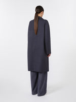 Denim-effect wool coat