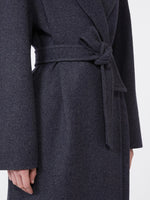 Denim-effect wool coat