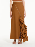 Flared skirt in cotton and silk