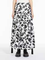 Long skirt in printed cotton satin