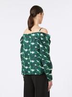 Printed silk off-the-shoulder blouse
