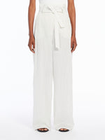 Wide trousers in pinstriped canvas