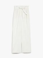 Wide trousers in pinstriped canvas