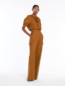 Stretch satin wide trousers