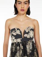 Printed chiffon bustier dress