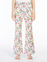 Flared printed cotton trousers