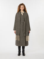 Wool tweed wrap coat