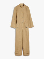 Cotton and linen basketweave jumpsuit