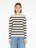 Cotton yarn button-up sweater