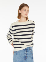 Cotton yarn button-up sweater