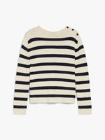 Cotton yarn button-up sweater