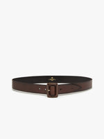 Leather belt with covered buckle