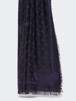 Jacquard-knit viscose and wool shawl