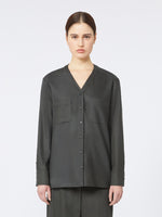Wool flannel V-neck shirt