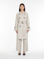 Double-breasted trench coat in water-resistant cotton twill