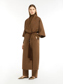 Camel Drap Cape Coat for Women - Tobacco - Max Mara UAE