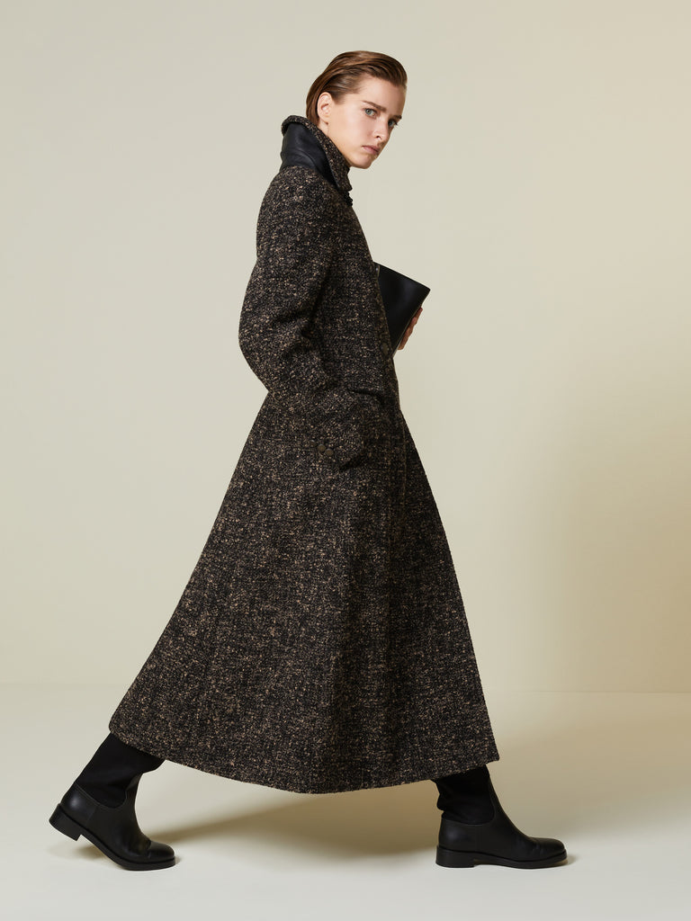 Boutonné·fabric redingote coat
