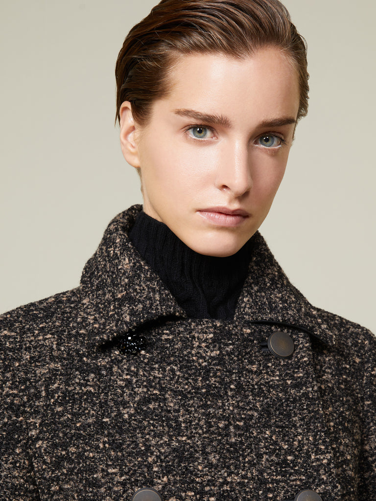 Boutonné·fabric redingote coat