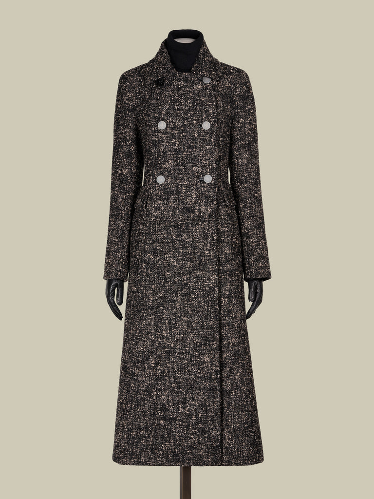 Boutonné·fabric redingote coat