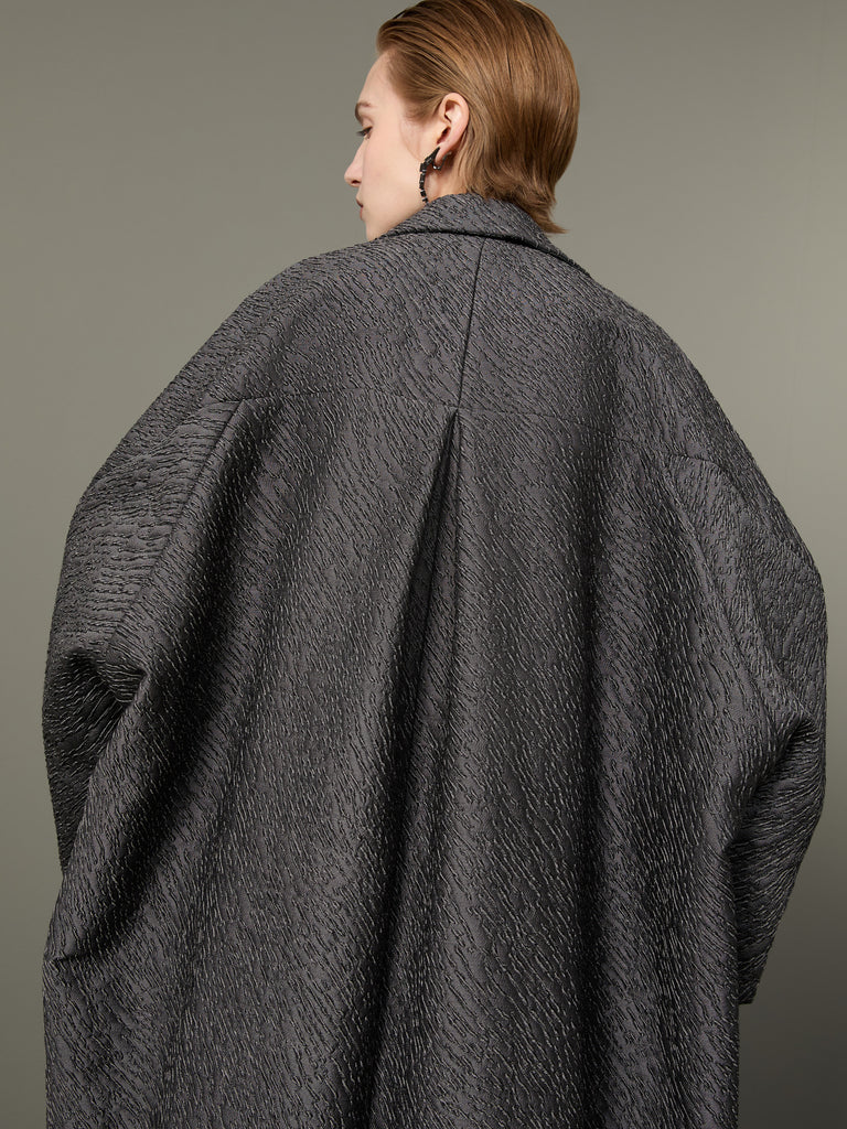 max mara jacquard fabric cape coat