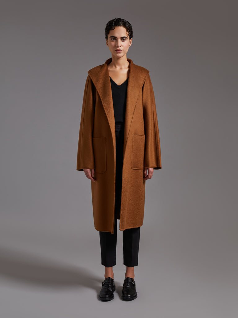 Midi cashmere cardigan coat - Tobacco