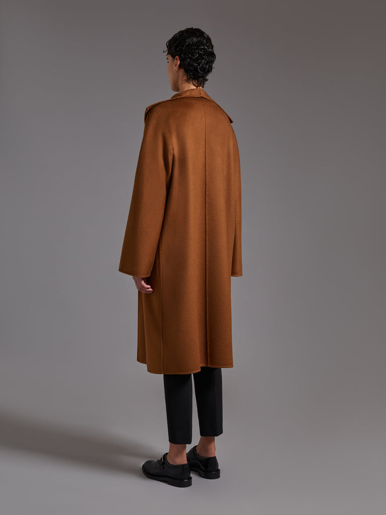 Midi cashmere cardigan coat - Tobacco