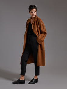 Midi cashmere cardigan coat - Tobacco