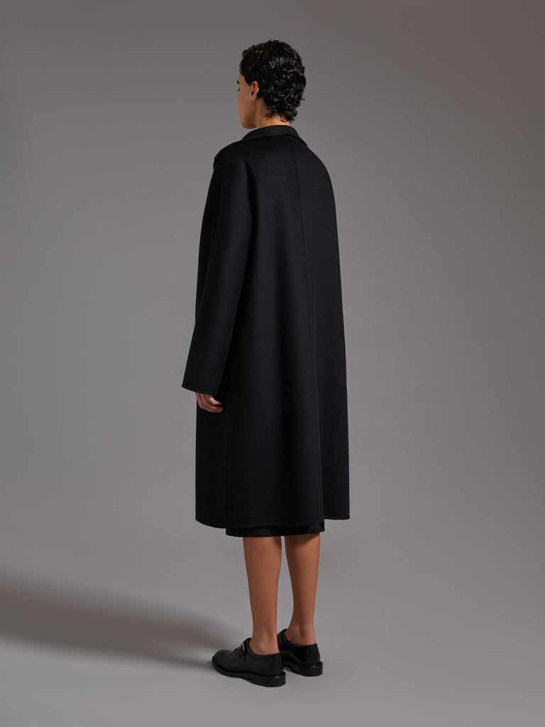 Midi cashmere cardigan coat - Black