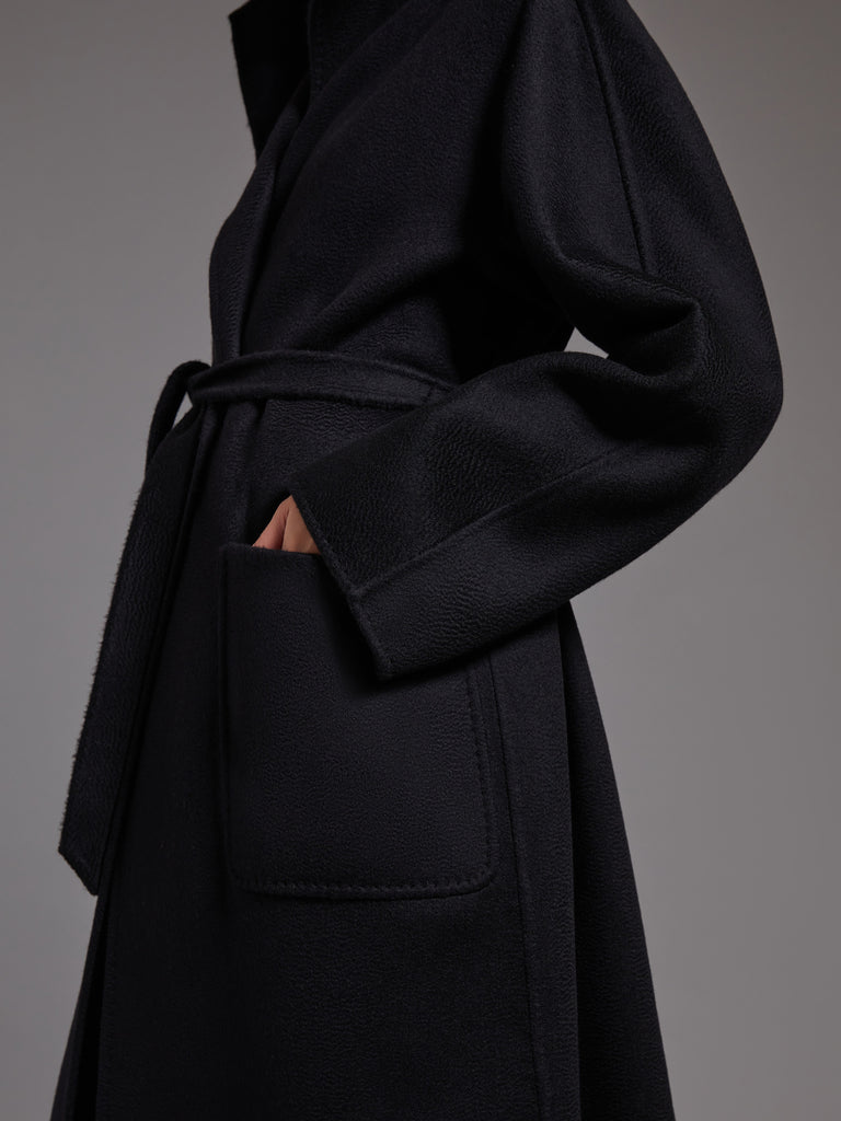 Midi cashmere cardigan coat - Black