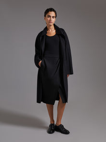 Midi cashmere cardigan coat - Black