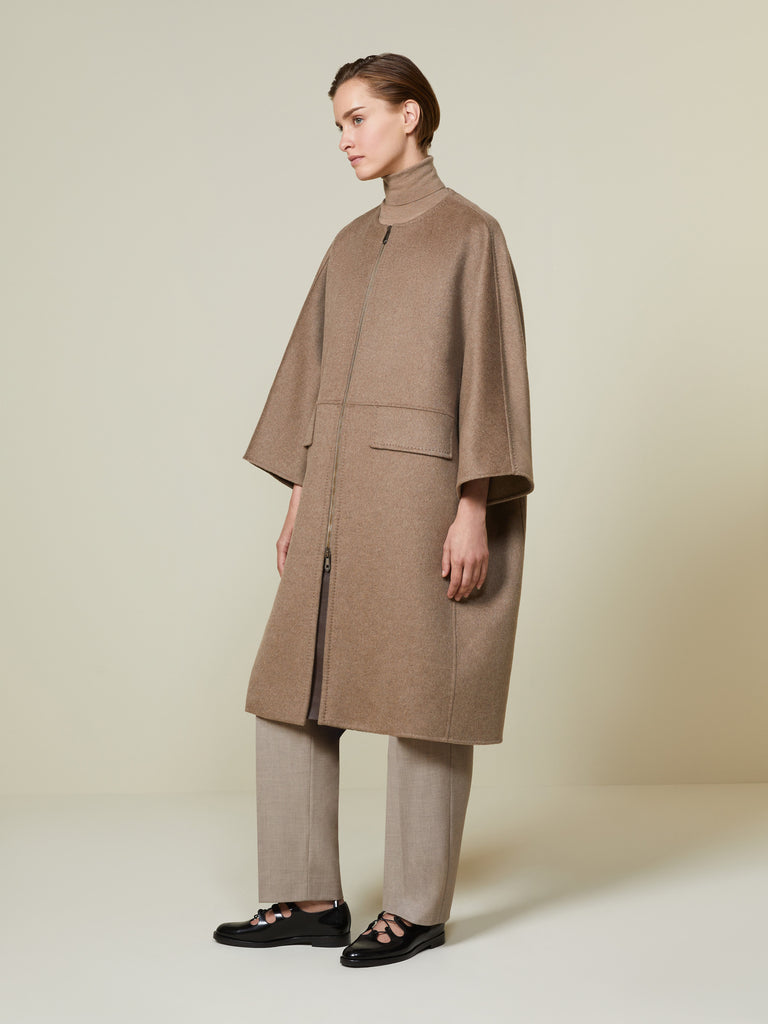 Double cashmere cape coat