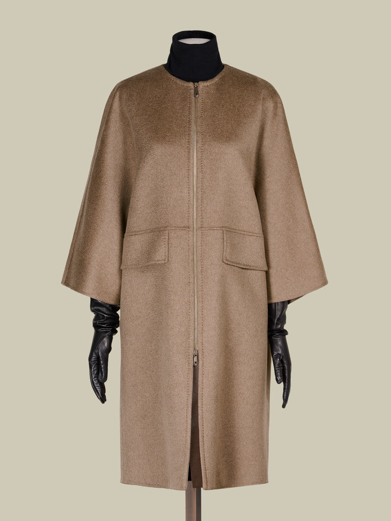Double cashmere cape coat
