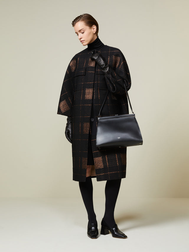 Lamé jacquard cocoon coat