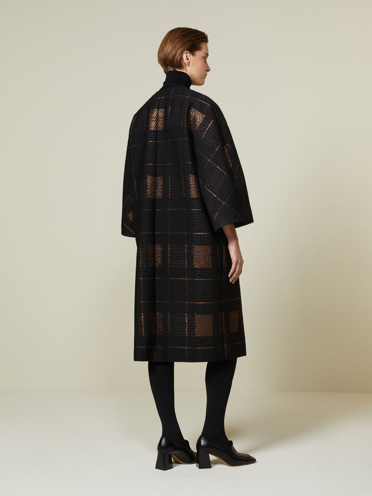 Lamé jacquard cocoon coat