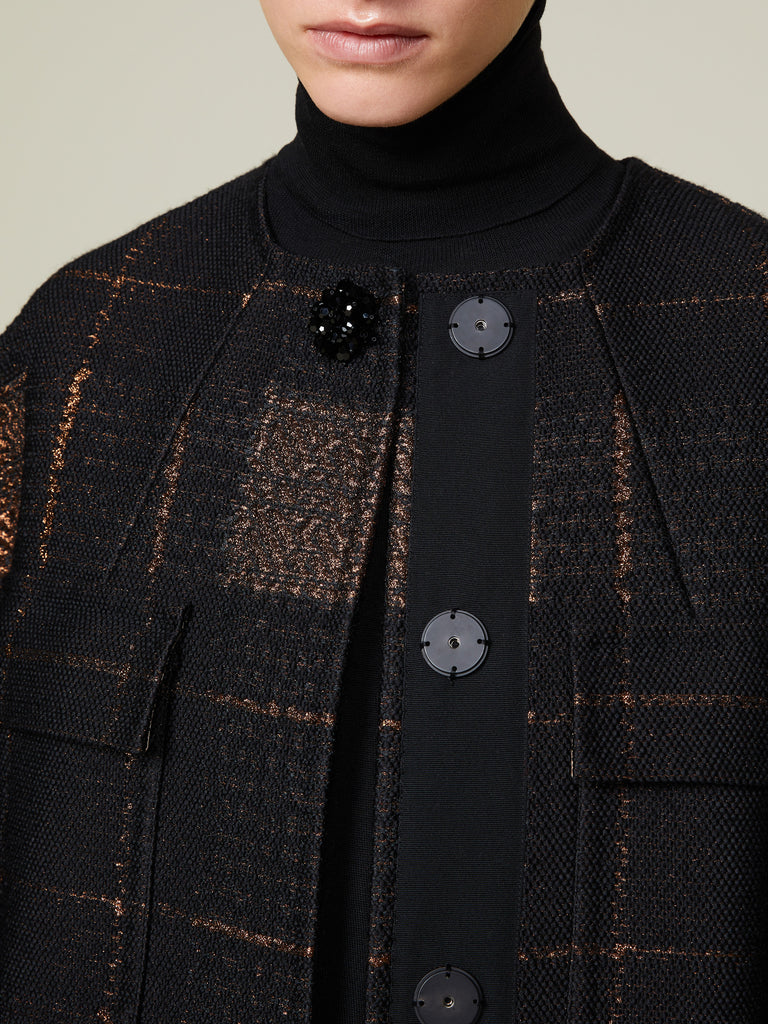 Lamé jacquard cocoon coat