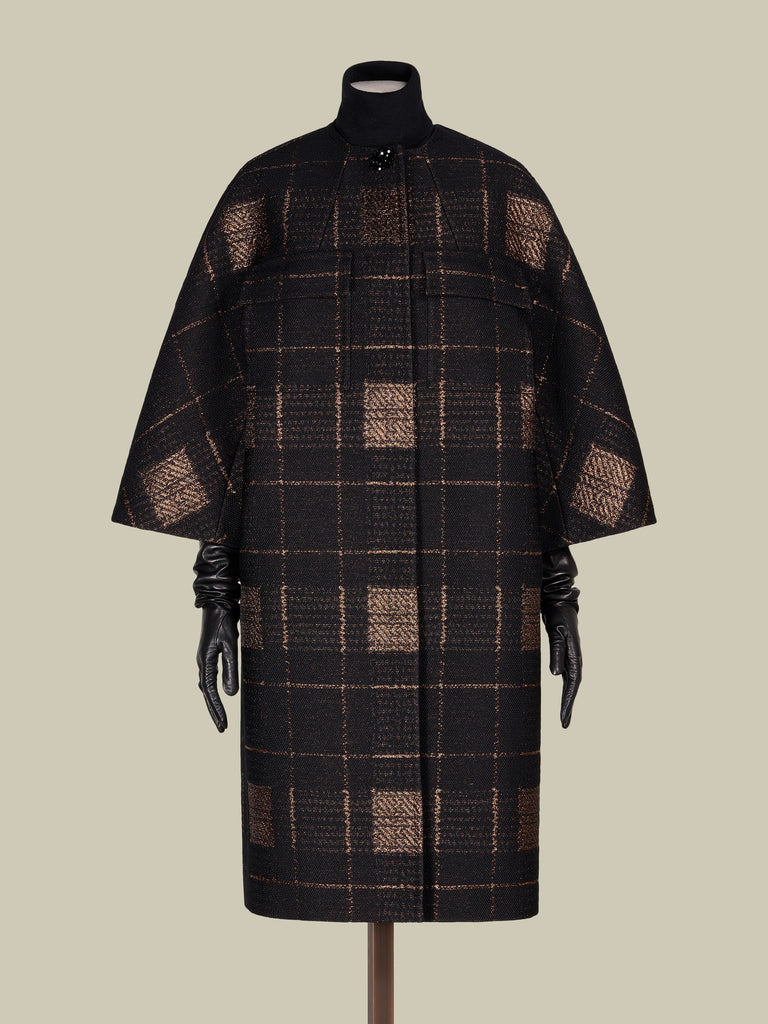 Lamé jacquard cocoon coat
