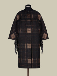 Lamé jacquard cocoon coat
