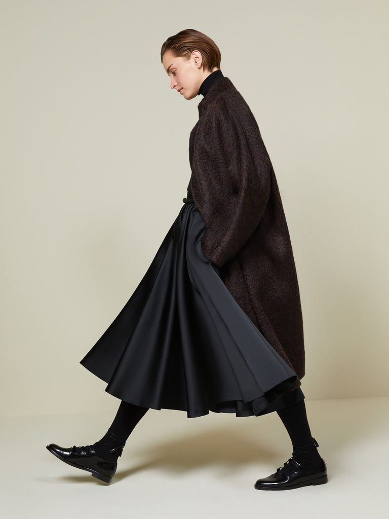 Mohair and zibeline cashmere foulard coat