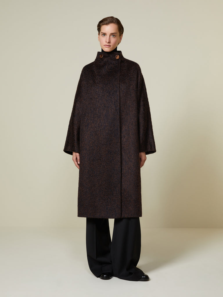 Mohair and zibeline cashmere foulard coat
