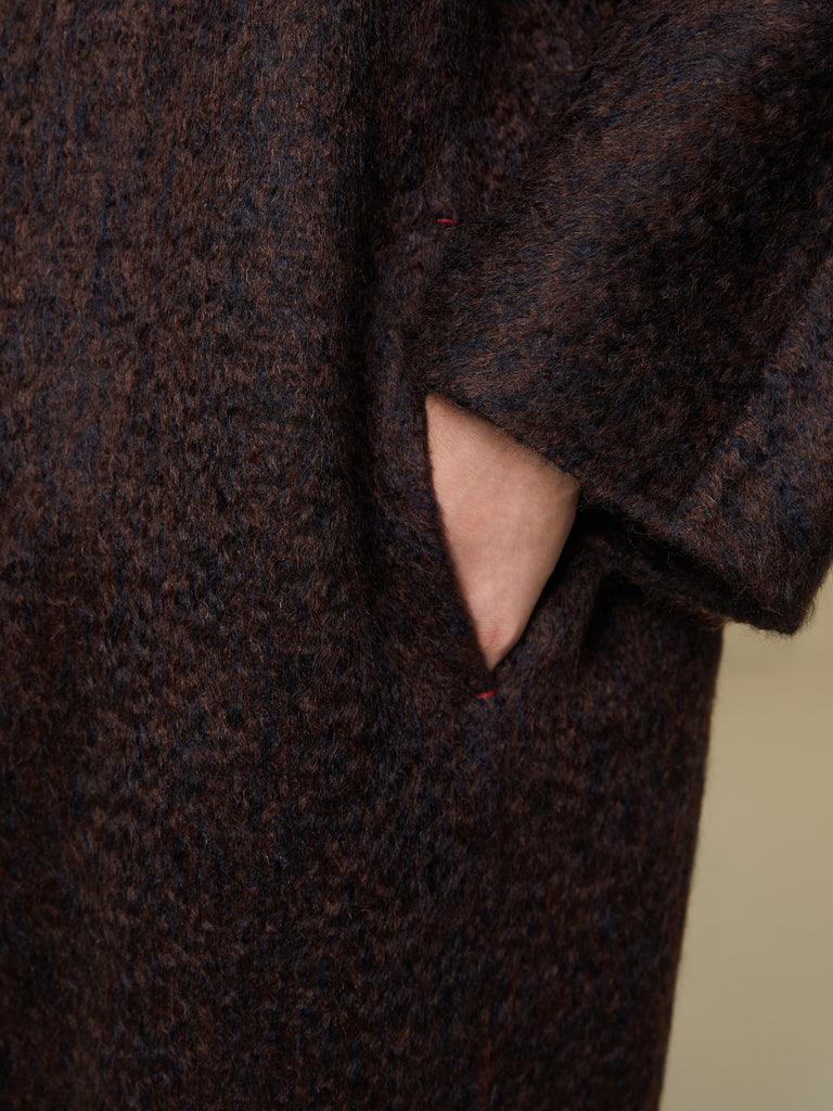 Mohair and zibeline cashmere foulard coat