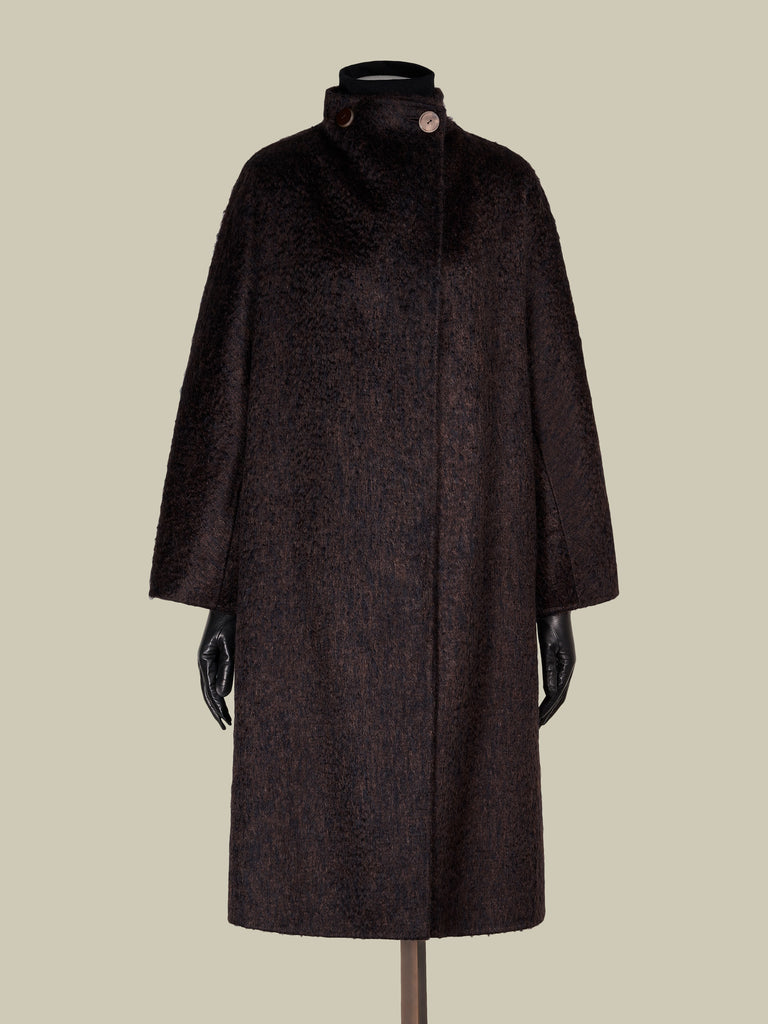 Mohair and zibeline cashmere foulard coat