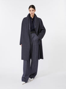 Denim-effect wool coat