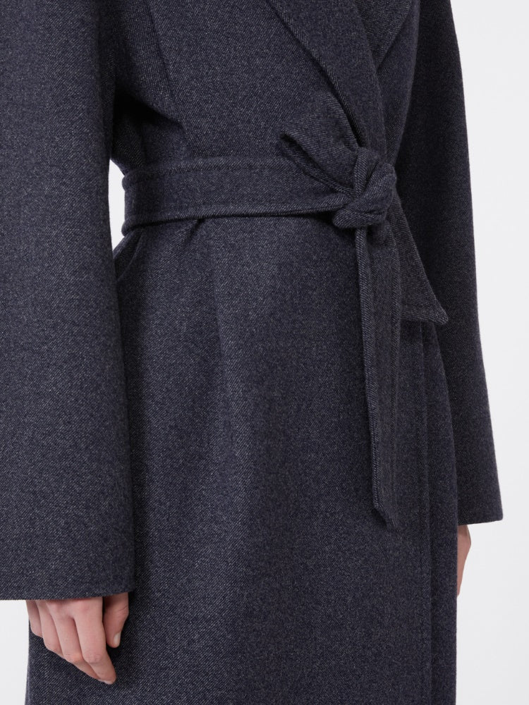 Denim-effect wool coat