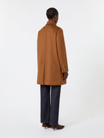 Double-Breasted Wool Broadcloth Coat for Women - Tobacco - Max Mara UAE