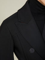 Technical fabric pleated redingote coat