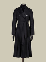Technical fabric pleated redingote coat