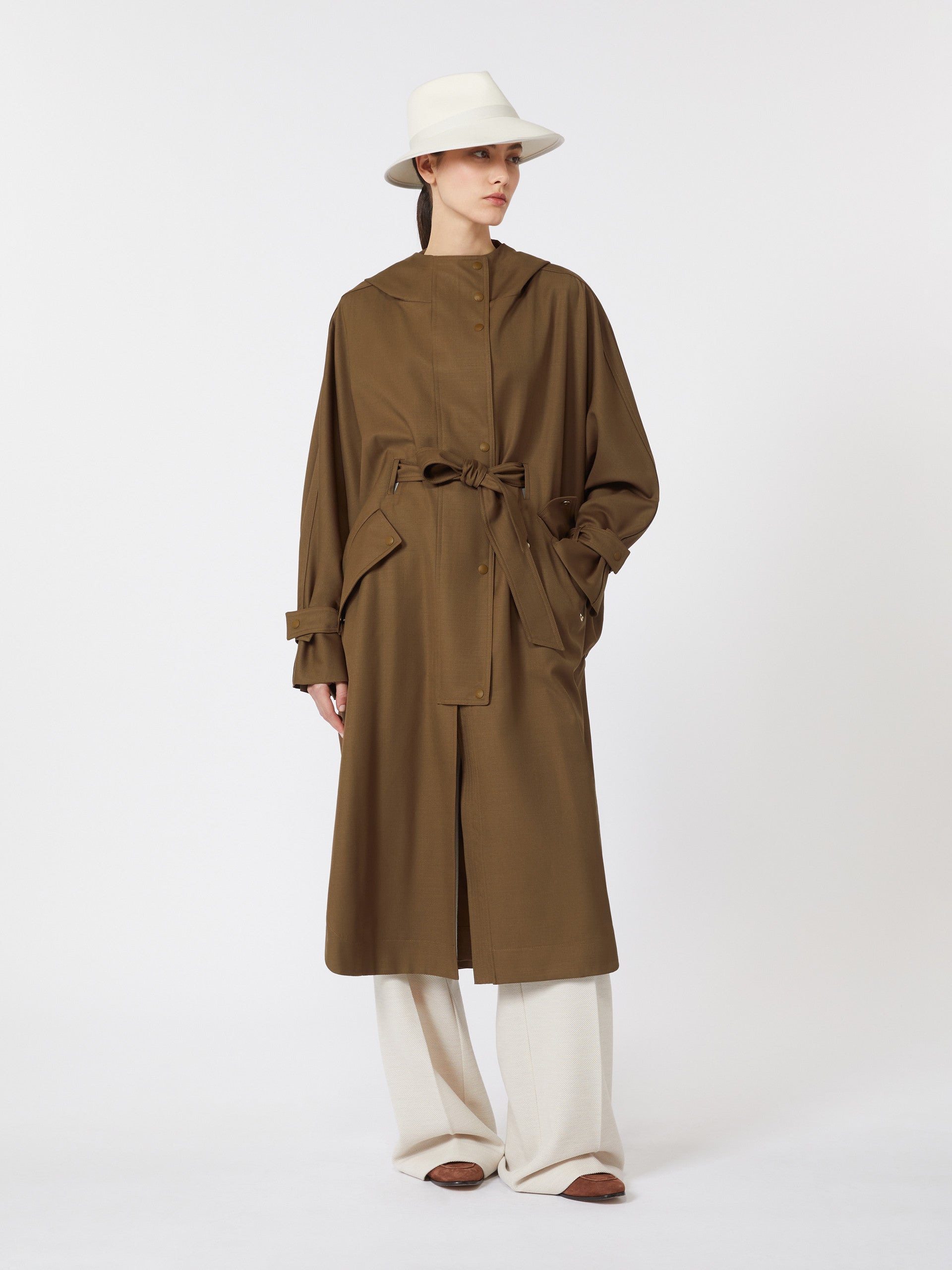 max mara water-repellent wool gabardine duster coat for women