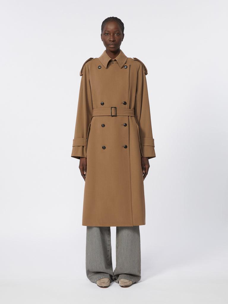 max mara water-repellent wool gabardine trench coat for women