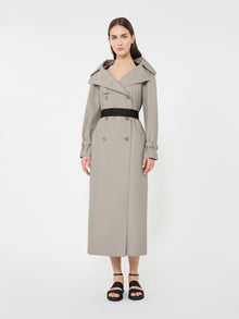 max mara long water-repellent cotton twill trench coat for women